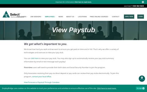 View Paystub - Select Staffing