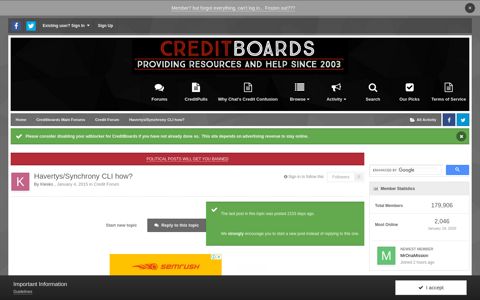 Havertys/Synchrony CLI how? - Credit Forum - CreditBoards