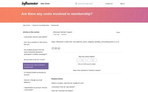 Are there any costs involved in membership? – Help Center