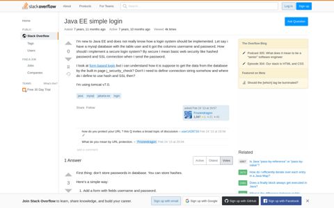 Java EE simple login - Stack Overflow