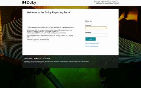 Dolby Reporting Portal