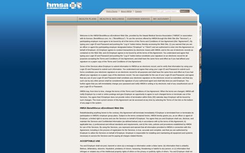 HMSA Enroll Terms and Conditions of Use Agreement