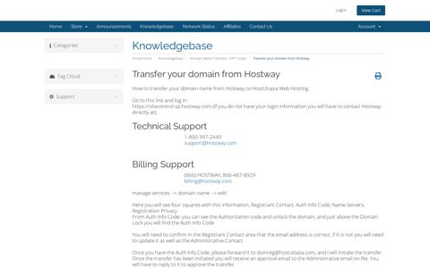 Transfer your domain from Hostway - Knowledgebase ...