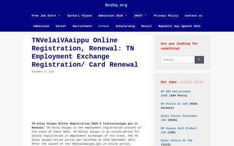TNVelaiVAaippu Online Registration, Card Renewal TN ...