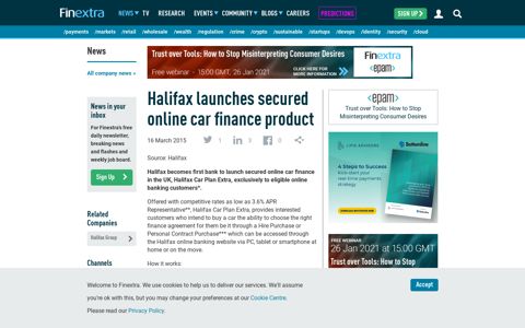 Halifax launches secured online car finance product - Finextra