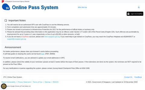 JTC | Online Pass System (OPS)