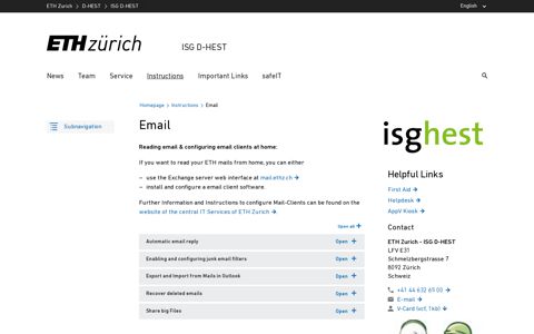 Email – ISG D-HEST | ETH Zurich