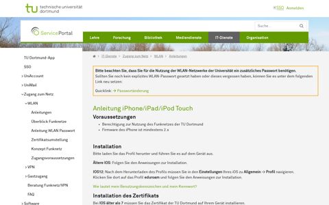 iPhone iPad iPod Touch Wlan - ServicePortal - TU Dortmund