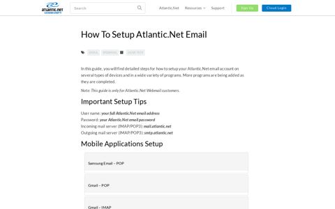 How to Setup Atlantic.Net Email | Atlantic.Net Community