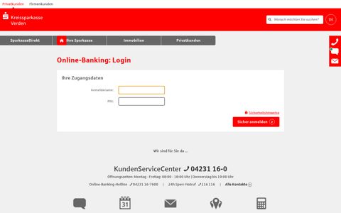Online-Banking: Login - Kreissparkasse Verden