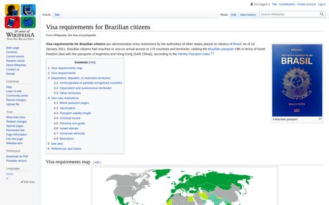 Visa requirements for Brazilian citizens - Wikipedia