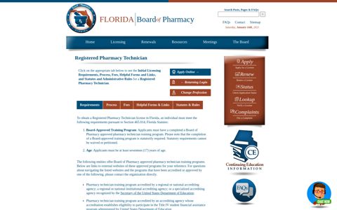 Registered Pharmacy Technician - Florida Board of Pharmacy