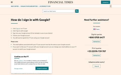 How do I sign in with Google? | Help Centre - FT Help Centre