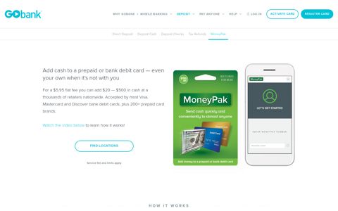 Deposit Cash to GoBank Checking Account | MoneyPak ...