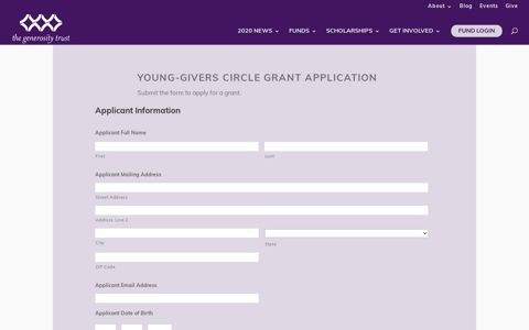 Young-Givers Circle Grant Application - The Generosity Trust