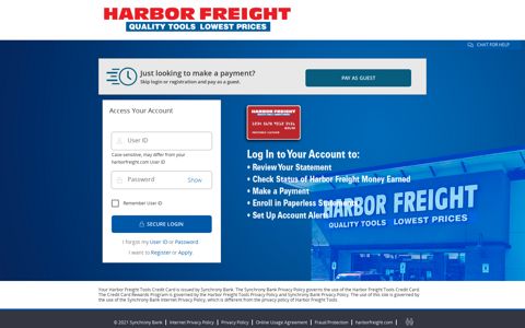 Manage Your Harbor Freight Credit Card Account