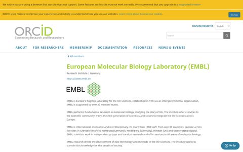 European Molecular Biology Laboratory (EMBL) - ORCID