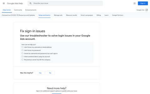 Fix sign-in issues - Google Ads Help - Google Support