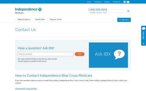 Contact Information | Independence Blue Cross Medicare (IBX)