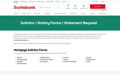 Solicitor Forms and Mortgage Statement ... - Scotiabank