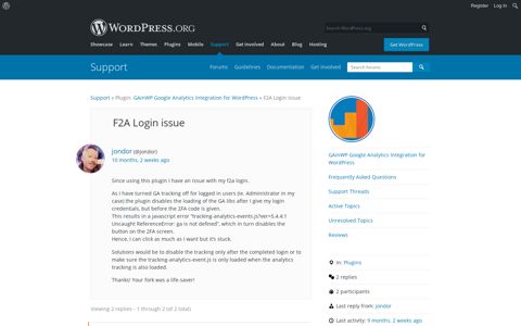 F2A Login issue | WordPress.org