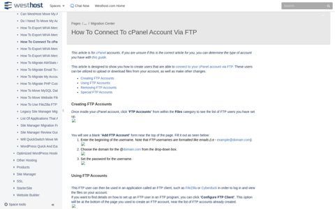 How To Connect To cPanel Account Via FTP - WestHost ...