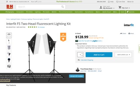Interfit F5 Two-Head Fluorescent Lighting Kit INT502 B&H Photo
