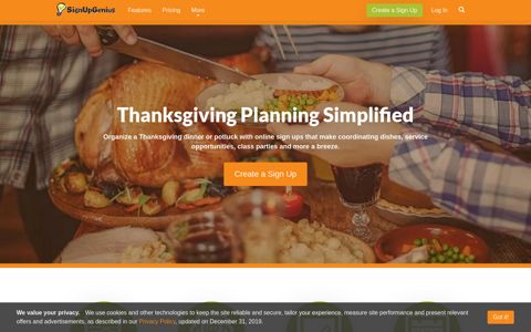 Thanksgiving Sign Ups for Potlucks, Parties, and More