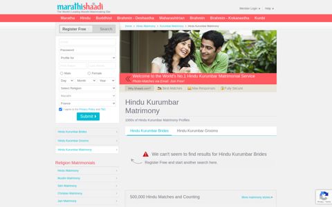 Hindu Kurumbar Matrimonials - Marathi Shaadi.com