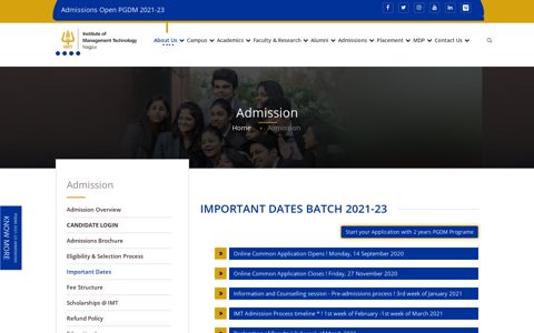Admissions for pgdm / mba IMT Nagpur