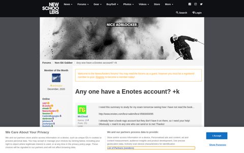 Any one have a Enotes account? +k - Non-Ski Gabber ...