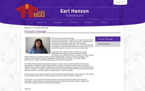 Principal's Message – About Us – Earl Hanson Elementary