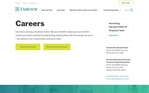 Careers - Fairview Health Services