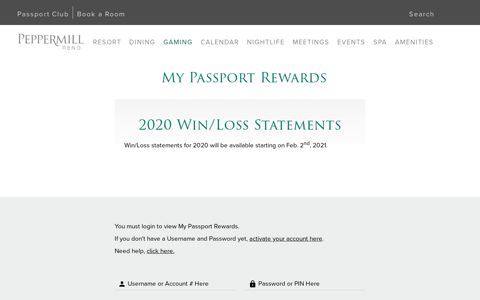 Online Passport Rewards Account Login | Peppermill ...