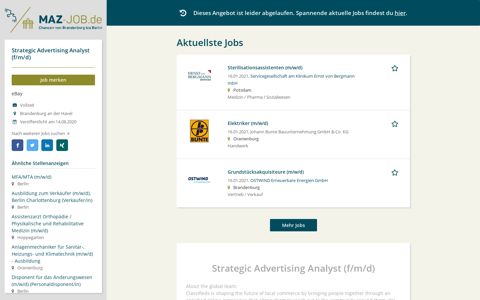 Strategic Advertising Analyst (f/m/d) - MAZ-JOB.de