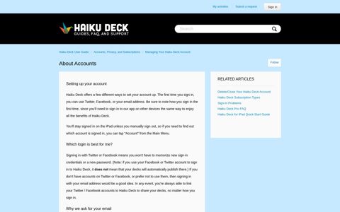 About Accounts – Haiku Deck User Guide