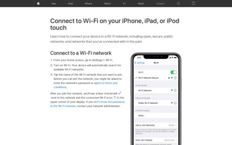 Connect to Wi-Fi on your iPhone, iPad, or iPod touch - Apple ...