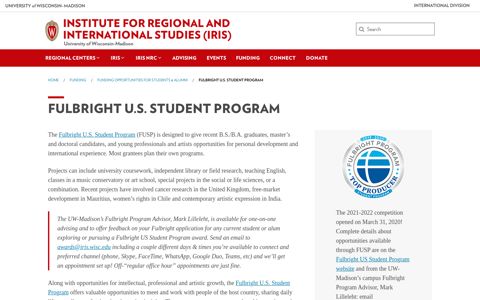 Fulbright U.S. Student Program – Institute for Regional and ...