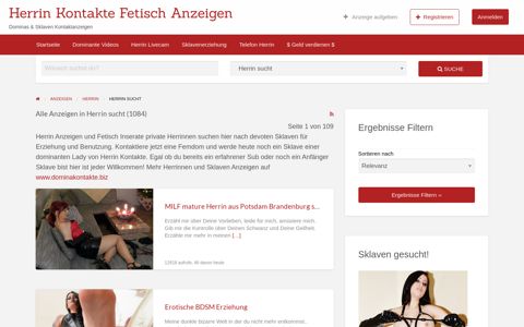 Alle Anzeigen in Herrin sucht (1085) - Herrin Kontakte Fetisch ...