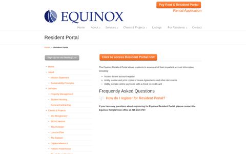 Resident Portal « Equinox Management & Construction