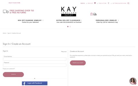 Sign In / Create an Account - Kay Jewelers Outlet
