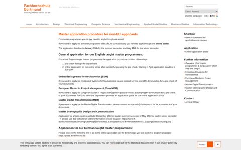 Master application Non-EU - FH Dortmund