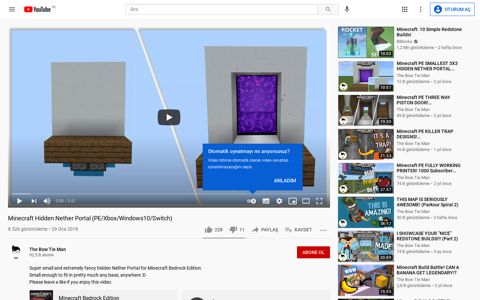 Minecraft Hidden Nether Portal (PE/Xbox ... - YouTube