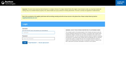 UTC Supplier Portal - Authorization