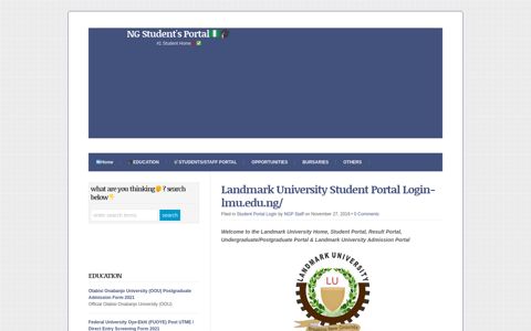 Landmark University Student Portal Login- lmu.edu.ng/ - NG ...