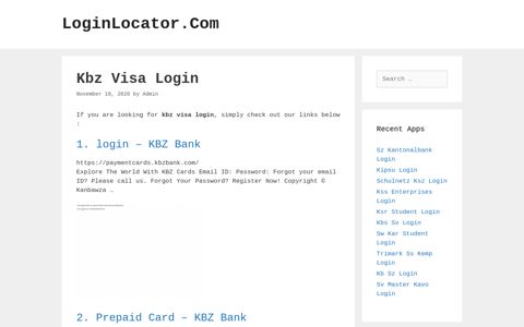 Kbz Visa Login - LoginLocator.Com