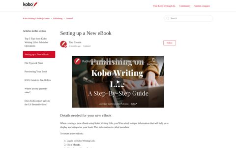 Setting up a New eBook – Kobo Writing Life Help Centre