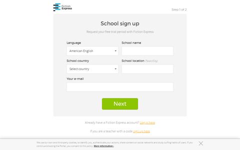 School sign up | Fiction Express