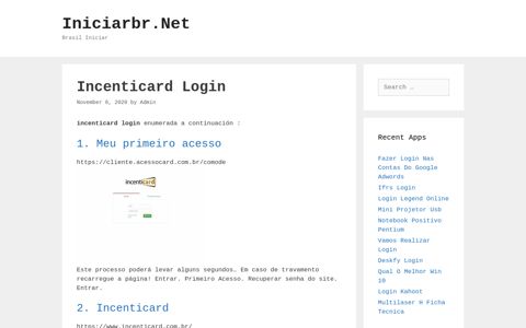 Incenticard Login - Iniciarbr.Net