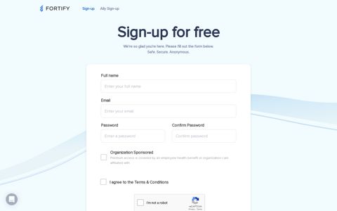 Fortify | Sign-up for free - Fortify | Sign In